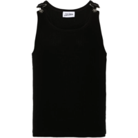 RIBBED TANK TOP WITH OVERALL BUCKLES BLACK