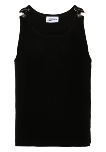 JEAN-PAUL GAULTIER ribbed tank top with overall buckles black