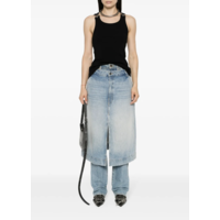 RIBBED TANK TOP WITH OVERALL BUCKLES BLACK