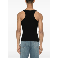 RIBBED TANK TOP WITH OVERALL BUCKLES BLACK