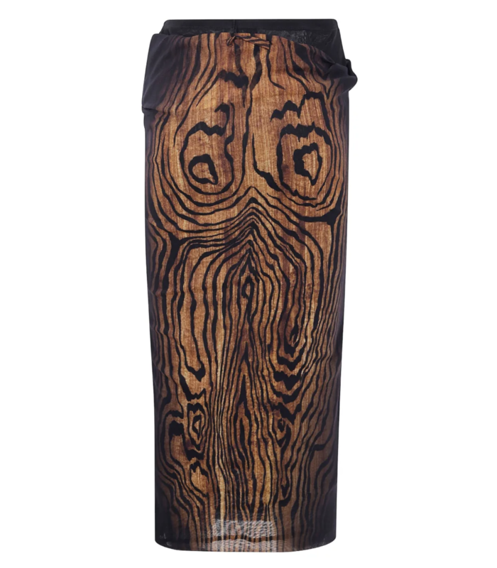 MESH SKIRT DOUBLE LAYER PRINTED "WOOD" BLACK/BROWN