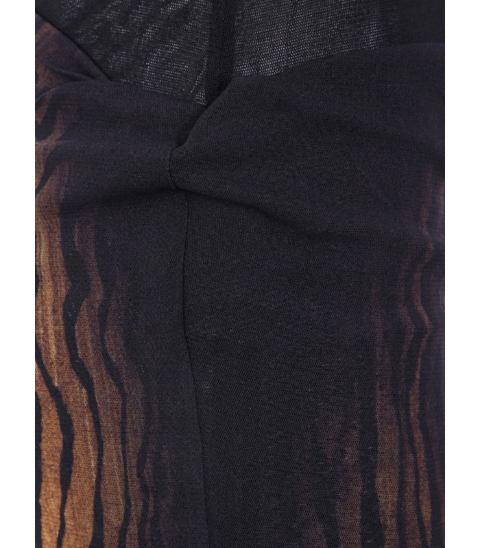 MESH SKIRT DOUBLE LAYER PRINTED "WOOD" BLACK/BROWN