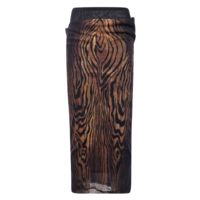 MESH SKIRT DOUBLE LAYER PRINTED "WOOD" BLACK/BROWN
