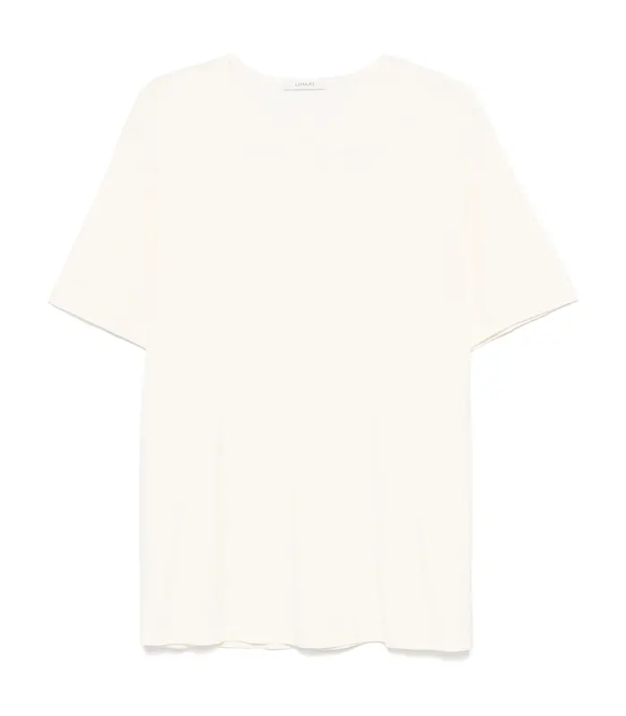 RIB U NECK T-SHIRT LIGHT CREAM