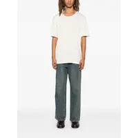 RIB U NECK T-SHIRT LIGHT CREAM