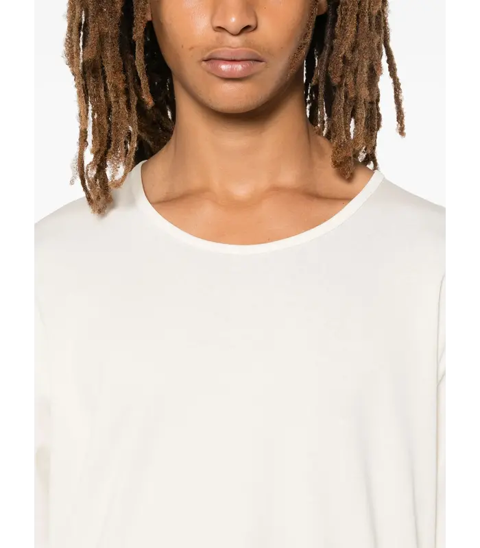 RIB U NECK T-SHIRT LIGHT CREAM