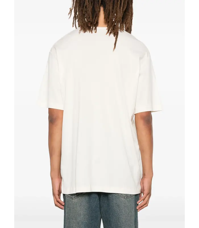 RIB U NECK T-SHIRT LIGHT CREAM