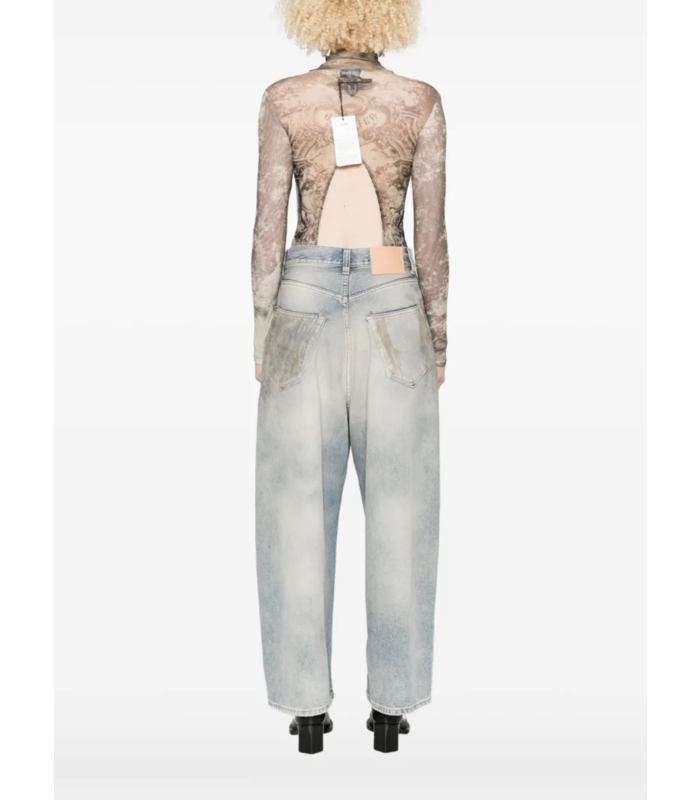 MESH BODY WITH OPEN BACK PRINTED "MÉDAILLON" LIGHTBEIGE/TAUPE