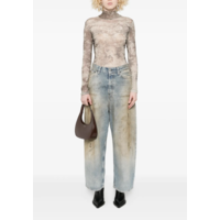 MESH BODY WITH OPEN BACK PRINTED "MÉDAILLON" LIGHTBEIGE/TAUPE