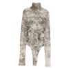 JEAN-PAUL GAULTIER MESH BODY WITH OPEN BACK PRINTED "MÉDAILLON" LIGHTBEIGE/TAUPE