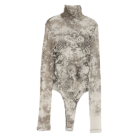 MESH BODY WITH OPEN BACK PRINTED "MÉDAILLON" LIGHTBEIGE/TAUPE