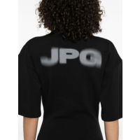 COTTON HIGH NECK LONG DRESS PRINTED "JPG" BLACK/DARKGREY