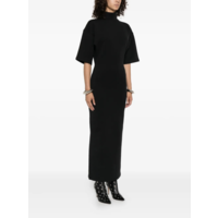 COTTON HIGH NECK LONG DRESS PRINTED "JPG" BLACK/DARKGREY
