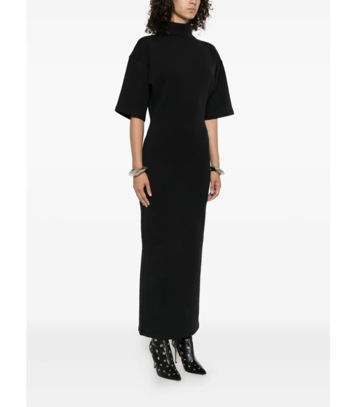 COTTON HIGH NECK LONG DRESS PRINTED "JPG" BLACK/DARKGREY