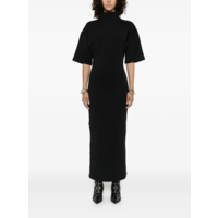 COTTON HIGH NECK LONG DRESS PRINTED "JPG" BLACK/DARKGREY