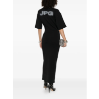 COTTON HIGH NECK LONG DRESS PRINTED "JPG" BLACK/DARKGREY