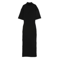 COTTON HIGH NECK LONG DRESS PRINTED "JPG" BLACK/DARKGREY