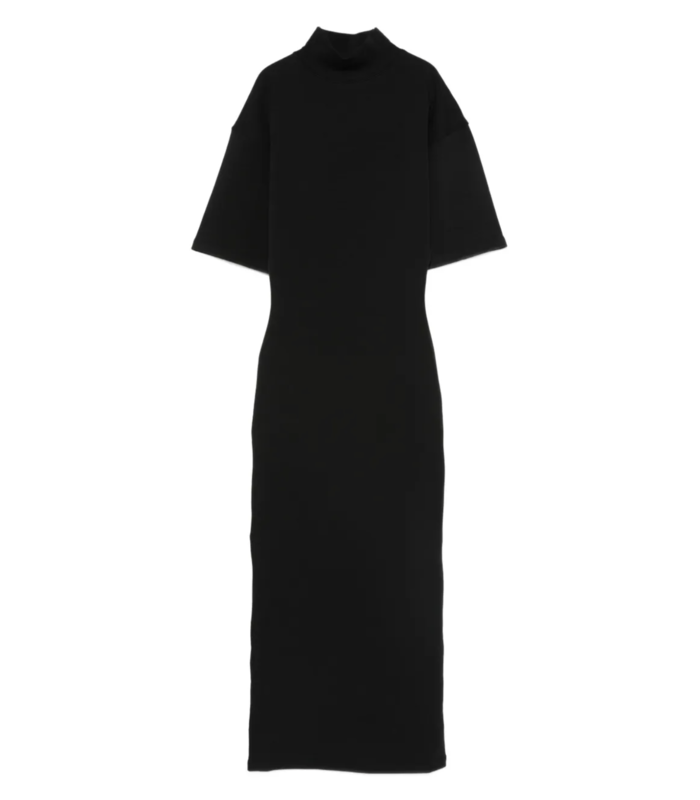 COTTON HIGH NECK LONG DRESS PRINTED "JPG" BLACK/DARKGREY