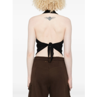 MESH SCARF TOP PRINTED "WOOD" BLACK/BROWN