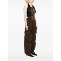 MESH SCARF TOP PRINTED "WOOD" BLACK/BROWN