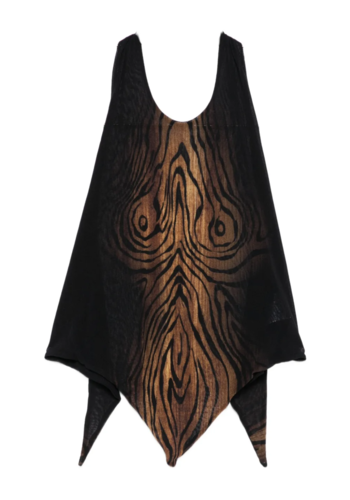 JEAN-PAUL GAULTIER mesh scarf top printed "wood" black/brown JEAN-PAUL GAULTIER mesh scarf top printed "wood" black/brown