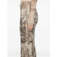MESH LONG SKIRT PRINTED MÉDAILLON LIGHTBEIGE/TAUPE