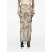 MESH LONG SKIRT PRINTED MÉDAILLON LIGHTBEIGE/TAUPE