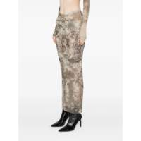 MESH LONG SKIRT PRINTED MÉDAILLON LIGHTBEIGE/TAUPE