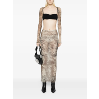MESH LONG SKIRT PRINTED MÉDAILLON LIGHTBEIGE/TAUPE