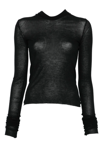 RICK OWENS cropped hooded rib ls t black RICK OWENS cropped hooded rib ls t black