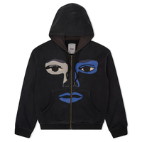 Face Patchwork heavyweight zip up Black