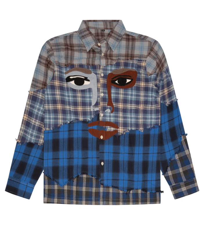 Face patchworked Flannel Blue Multi