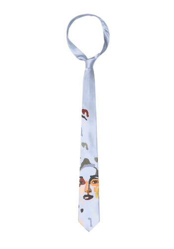 KIDSUPER girl face silk tie blue KIDSUPER girl face silk tie blue