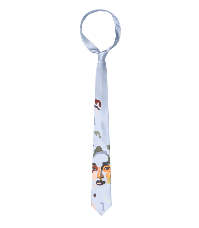 Girl Face Silk Tie Blue