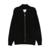 JIL SANDER HIGH NECK ZIP UP CARDIGAN BLACK