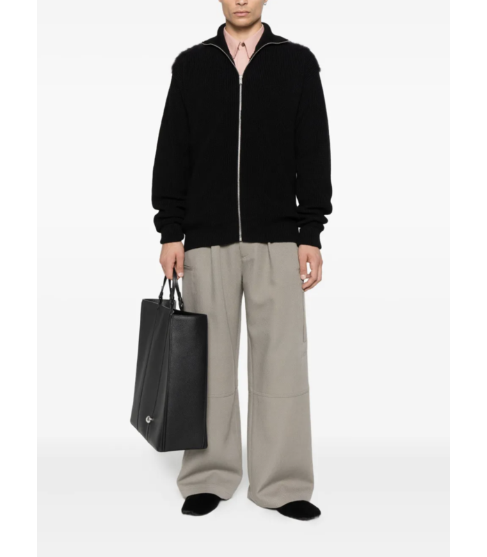 HIGH NECK ZIP UP CARDIGAN BLACK
