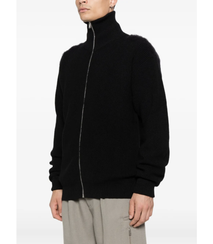 HIGH NECK ZIP UP CARDIGAN BLACK
