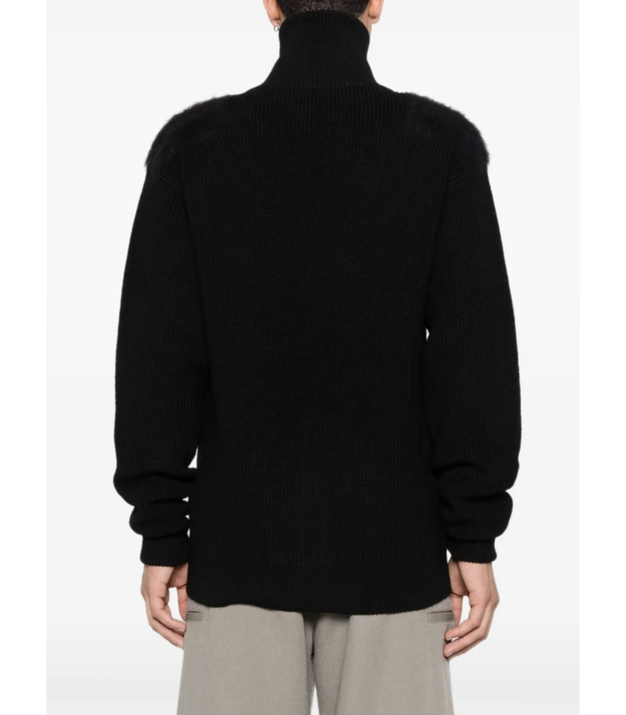 HIGH NECK ZIP UP CARDIGAN BLACK