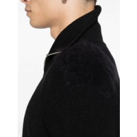 HIGH NECK ZIP UP CARDIGAN BLACK