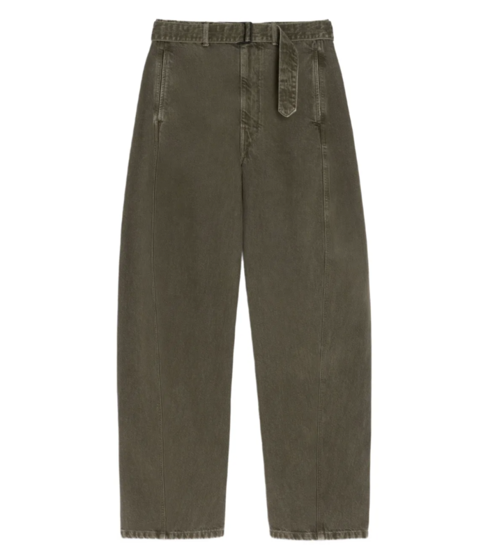 TWISTED BELTED PANTS MOSS GREEN