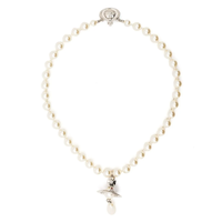 ONE ROW PEARL DROP CHOKER PLATINUM PEARL MULTI