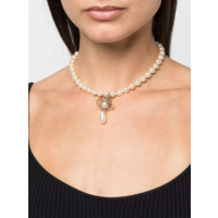 ONE ROW PEARL DROP CHOKER PLATINUM PEARL MULTI
