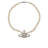 VIVIENNE WESTWOOD MAN BAS RELIEF PEARL NECKLACE PLATINUM CREAM