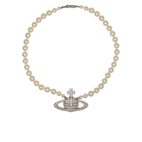 MAN BAS RELIEF PEARL NECKLACE PLATINUM CREAM