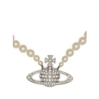 MAN BAS RELIEF PEARL NECKLACE PLATINUM CREAM