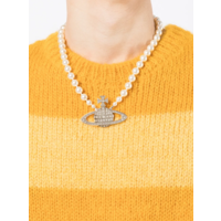 MAN BAS RELIEF PEARL NECKLACE PLATINUM CREAM