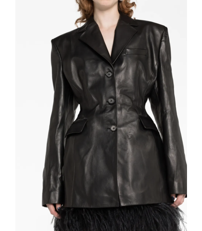 LEATHER 01 BLAZER BLACK