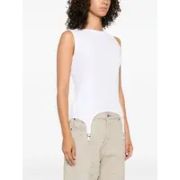 COTTON RIBBED TANK TOP WITH LINGERIE GARTER WHITE