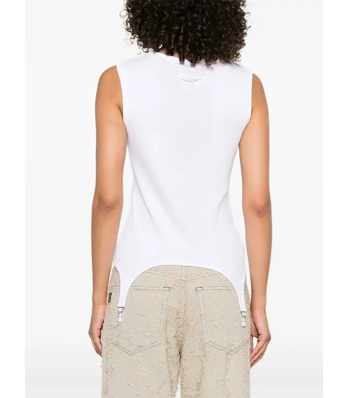COTTON RIBBED TANK TOP WITH LINGERIE GARTER WHITE