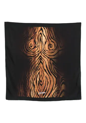 JEAN-PAUL GAULTIER silk scarf printed "wood" black/brown JEAN-PAUL GAULTIER silk scarf printed "wood" black/brown